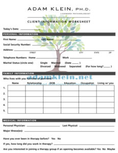 Client Information Worksheet Form Adam Klein